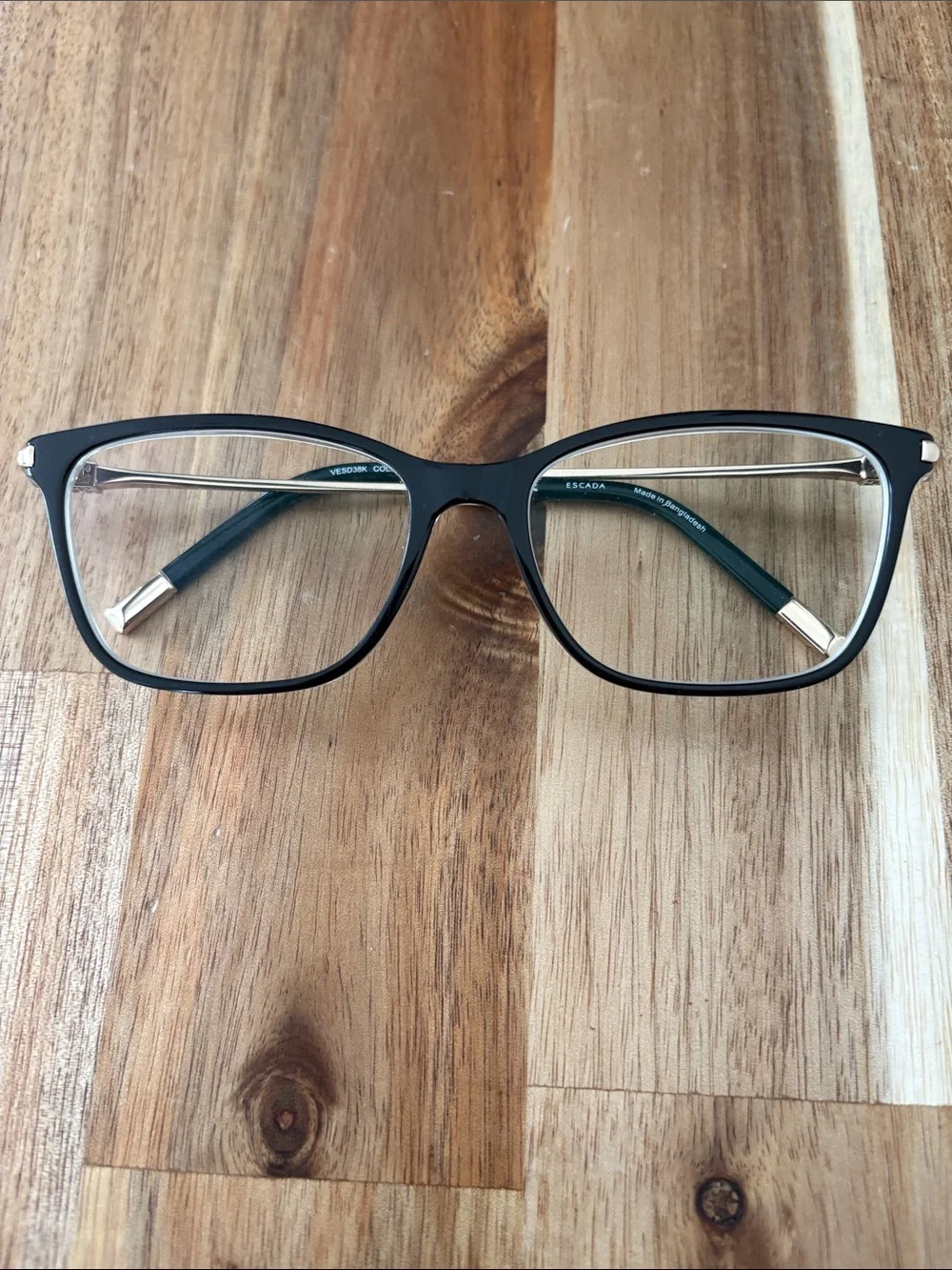 ESCADA Black and Gold Rectangular Reading Glasses frames